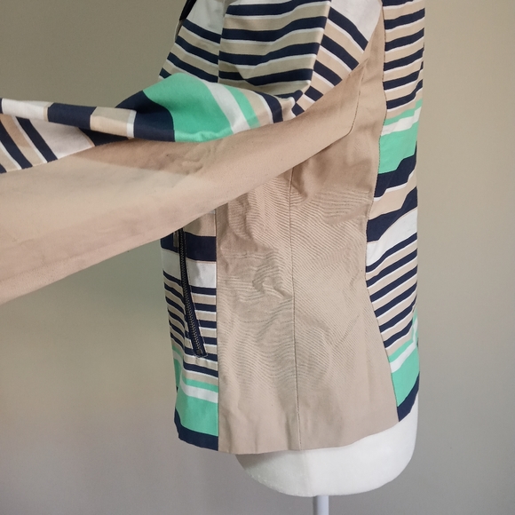 Laundry by Shelli Segal Striped Blazer Blue Green - Picture 5 of 10